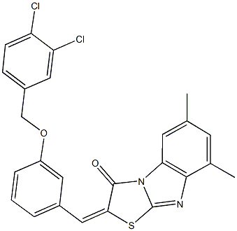 2-{3-[(3,4-dichlorobenzyl)oxy]benzylidene}-6,8-dimethyl[1,3]thiazolo[3,2-a]benzimidazol-3(2H)-one 结构式