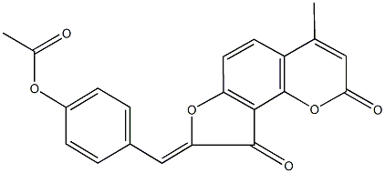 4-[(4-methyl-2,9-dioxo-2H-furo[2,3-h]chromen-8(9H)-ylidene)methyl]phenyl acetate 结构式