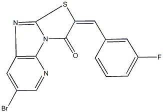 7-bromo-2-(3-fluorobenzylidene)[1,3]thiazolo[2',3':2,3]imidazo[4,5-b]pyridin-3(2H)-one 结构式