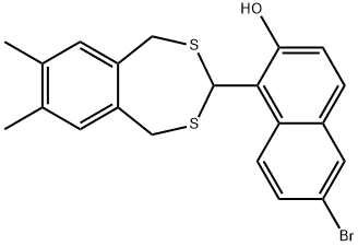 6-bromo-1-(7,8-dimethyl-1,5-dihydro-2,4-benzodithiepin-3-yl)-2-naphthol 结构式