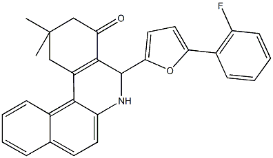 5-[5-(2-fluorophenyl)-2-furyl]-2,2-dimethyl-2,3,5,6-tetrahydrobenzo[a]phenanthridin-4(1H)-one 结构式