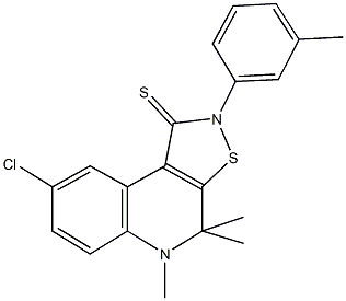 8-chloro-4,4,5-trimethyl-2-(3-methylphenyl)-4,5-dihydroisothiazolo[5,4-c]quinoline-1(2H)-thione 结构式