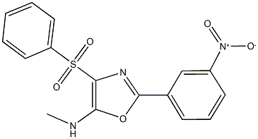 2-{3-nitrophenyl}-5-(methylamino)-4-(phenylsulfonyl)-1,3-oxazole 结构式