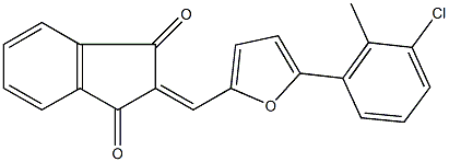 2-{[5-(3-chloro-2-methylphenyl)-2-furyl]methylene}-1H-indene-1,3(2H)-dione 结构式