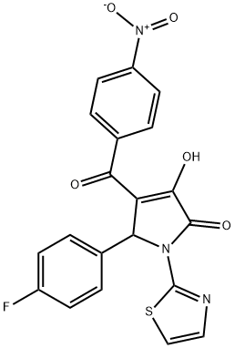 5-(4-fluorophenyl)-3-hydroxy-4-{4-nitrobenzoyl}-1-(1,3-thiazol-2-yl)-1,5-dihydro-2H-pyrrol-2-one 结构式