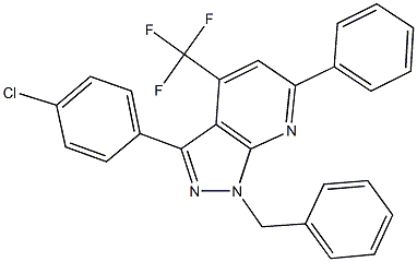 1-benzyl-3-(4-chlorophenyl)-6-phenyl-4-(trifluoromethyl)-1H-pyrazolo[3,4-b]pyridine 结构式