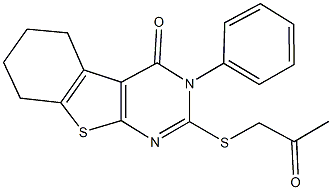 2-[(2-oxopropyl)sulfanyl]-3-phenyl-5,6,7,8-tetrahydro[1]benzothieno[2,3-d]pyrimidin-4(3H)-one 结构式