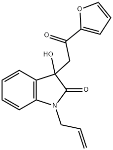 1-allyl-3-[2-(2-furyl)-2-oxoethyl]-3-hydroxy-1,3-dihydro-2H-indol-2-one 结构式