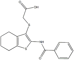 {[2-(benzoylamino)-4,5,6,7-tetrahydro-1-benzothien-3-yl]sulfanyl}acetic acid 结构式