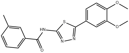 N-[5-(3,4-dimethoxyphenyl)-1,3,4-thiadiazol-2-yl]-3-methylbenzamide 结构式