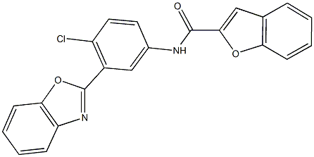 N-[3-(1,3-benzoxazol-2-yl)-4-chlorophenyl]-1-benzofuran-2-carboxamide 结构式