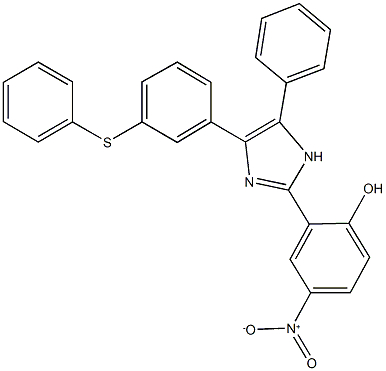 4-nitro-2-{5-phenyl-4-[3-(phenylsulfanyl)phenyl]-1H-imidazol-2-yl}phenol 结构式