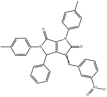 3-{3-nitrobenzylidene}-1,5-bis(4-methylphenyl)-4-phenyl-1,3,4,5-tetrahydropyrrolo[3,4-b]pyrrole-2,6-dione 结构式