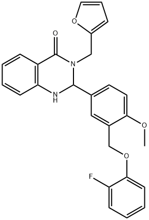 2-{3-[(2-fluorophenoxy)methyl]-4-methoxyphenyl}-3-(2-furylmethyl)-2,3-dihydro-4(1H)-quinazolinone 结构式