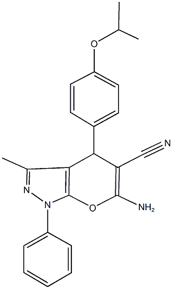 6-amino-4-(4-isopropoxyphenyl)-3-methyl-1-phenyl-1,4-dihydropyrano[2,3-c]pyrazole-5-carbonitrile 结构式