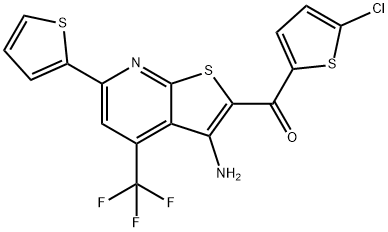 [3-amino-6-(2-thienyl)-4-(trifluoromethyl)thieno[2,3-b]pyridin-2-yl](5-chloro-2-thienyl)methanone 结构式