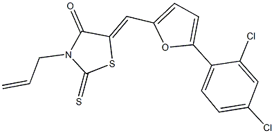 3-allyl-5-{[5-(2,4-dichlorophenyl)-2-furyl]methylene}-2-thioxo-1,3-thiazolidin-4-one 结构式