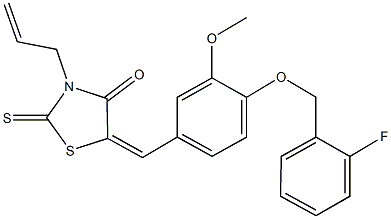 3-allyl-5-{4-[(2-fluorobenzyl)oxy]-3-methoxybenzylidene}-2-thioxo-1,3-thiazolidin-4-one 结构式