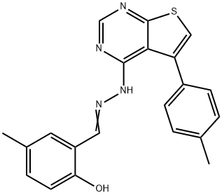 2-hydroxy-5-methylbenzaldehyde [5-(4-methylphenyl)thieno[2,3-d]pyrimidin-4-yl]hydrazone 结构式
