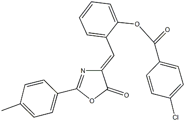 2-[(2-(4-methylphenyl)-5-oxo-1,3-oxazol-4(5H)-ylidene)methyl]phenyl 4-chlorobenzoate 结构式