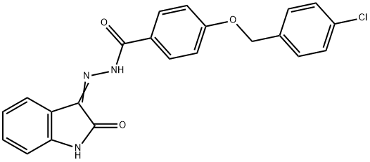 4-[(4-chlorobenzyl)oxy]-N'-(2-oxo-1,2-dihydro-3H-indol-3-ylidene)benzohydrazide 结构式