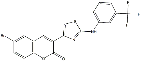 6-bromo-3-(2-{[3-(trifluoromethyl)phenyl]amino}-1,3-thiazol-4-yl)-2H-chromen-2-one 结构式