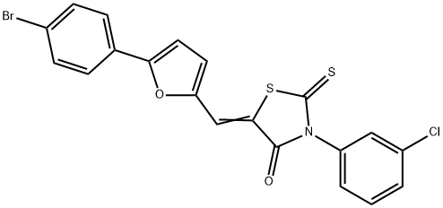 5-{[5-(4-bromophenyl)-2-furyl]methylene}-3-(3-chlorophenyl)-2-thioxo-1,3-thiazolidin-4-one 结构式