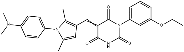 5-({1-[4-(dimethylamino)phenyl]-2,5-dimethyl-1H-pyrrol-3-yl}methylene)-1-(3-ethoxyphenyl)-2-thioxodihydro-4,6(1H,5H)-pyrimidinedione 结构式