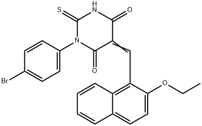 1-(4-bromophenyl)-5-[(2-ethoxy-1-naphthyl)methylene]-2-thioxodihydro-4,6(1H,5H)-pyrimidinedione 结构式