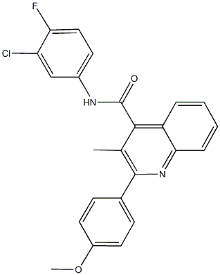 N-(3-chloro-4-fluorophenyl)-2-(4-methoxyphenyl)-3-methyl-4-quinolinecarboxamide 结构式