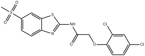 2-(2,4-dichlorophenoxy)-N-[6-(methylsulfonyl)-1,3-benzothiazol-2-yl]acetamide 结构式