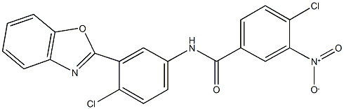 N-[3-(1,3-benzoxazol-2-yl)-4-chlorophenyl]-4-chloro-3-nitrobenzamide 结构式