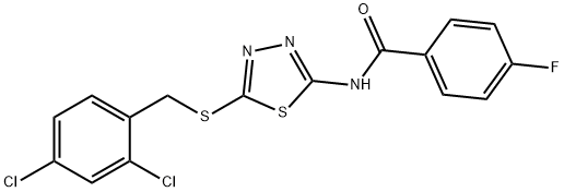 N-{5-[(2,4-dichlorobenzyl)sulfanyl]-1,3,4-thiadiazol-2-yl}-4-fluorobenzamide 结构式