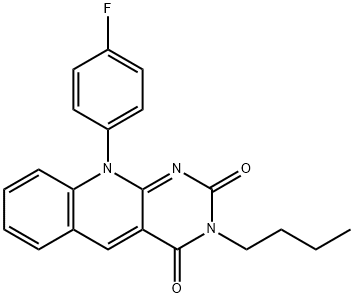 3-butyl-10-(4-fluorophenyl)pyrimido[4,5-b]quinoline-2,4(3H,10H)-dione 结构式