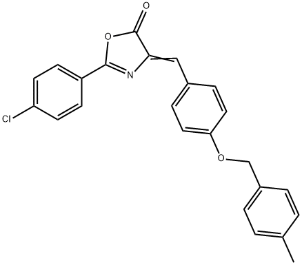 2-(4-chlorophenyl)-4-{4-[(4-methylbenzyl)oxy]benzylidene}-1,3-oxazol-5(4H)-one 结构式