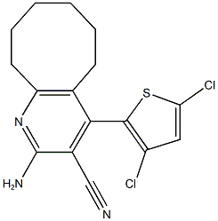 2-amino-4-(3,5-dichloro-2-thienyl)-5,6,7,8,9,10-hexahydrocycloocta[b]pyridine-3-carbonitrile 结构式