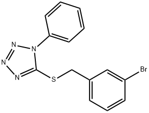 3-bromobenzyl 1-phenyl-1H-tetraazol-5-yl sulfide 结构式