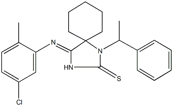 4-[(5-chloro-2-methylphenyl)imino]-1-(1-phenylethyl)-1,3-diazaspiro[4.5]decane-2-thione 结构式
