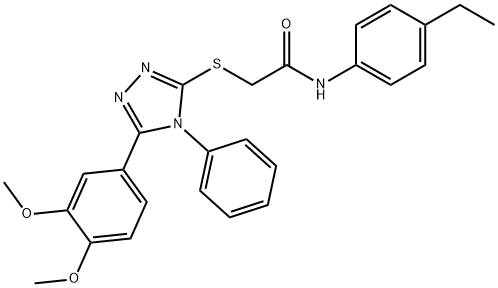 2-{[5-(3,4-dimethoxyphenyl)-4-phenyl-4H-1,2,4-triazol-3-yl]sulfanyl}-N-(4-ethylphenyl)acetamide 结构式