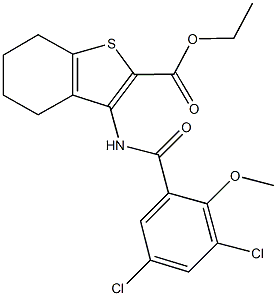 ethyl 3-[(3,5-dichloro-2-methoxybenzoyl)amino]-4,5,6,7-tetrahydro-1-benzothiophene-2-carboxylate 结构式