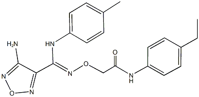2-({[(4-amino-1,2,5-oxadiazol-3-yl)(4-toluidino)methylene]amino}oxy)-N-(4-ethylphenyl)acetamide 结构式