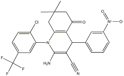 2-amino-1-[2-chloro-5-(trifluoromethyl)phenyl]-4-{3-nitrophenyl}-7,7-dimethyl-5-oxo-1,4,5,6,7,8-hexahydro-3-quinolinecarbonitrile 结构式