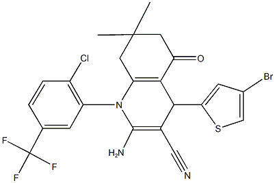 2-amino-4-(4-bromo-2-thienyl)-1-[2-chloro-5-(trifluoromethyl)phenyl]-7,7-dimethyl-5-oxo-1,4,5,6,7,8-hexahydro-3-quinolinecarbonitrile 结构式