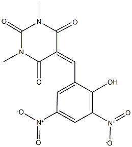 5-{2-hydroxy-3,5-bisnitrobenzylidene}-1,3-dimethyl-2,4,6(1H,3H,5H)-pyrimidinetrione 结构式