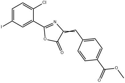 methyl 4-[(2-(2-chloro-5-iodophenyl)-5-oxo-1,3-oxazol-4(5H)-ylidene)methyl]benzoate 结构式