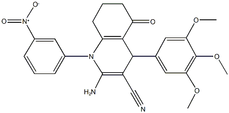 2-amino-1-{3-nitrophenyl}-5-oxo-4-(3,4,5-trimethoxyphenyl)-1,4,5,6,7,8-hexahydro-3-quinolinecarbonitrile 结构式