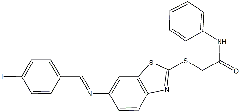 2-({6-[(4-iodobenzylidene)amino]-1,3-benzothiazol-2-yl}sulfanyl)-N-phenylacetamide 结构式