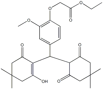 ethyl {4-[(4,4-dimethyl-2,6-dioxocyclohexyl)(2-hydroxy-4,4-dimethyl-6-oxo-1-cyclohexen-1-yl)methyl]-2-methoxyphenoxy}acetate 结构式