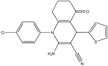 2-amino-1-(4-chlorophenyl)-5-oxo-4-(2-thienyl)-1,4,5,6,7,8-hexahydro-3-quinolinecarbonitrile 结构式