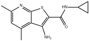 3-amino-N-cyclopropyl-4,6-dimethylthieno[2,3-b]pyridine-2-carboxamide 结构式